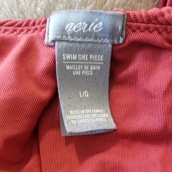 Aerie Red Swim One Piece. Padded. Open Back. Cheeky. Size Large. Burgundy - Picture 3 of 3